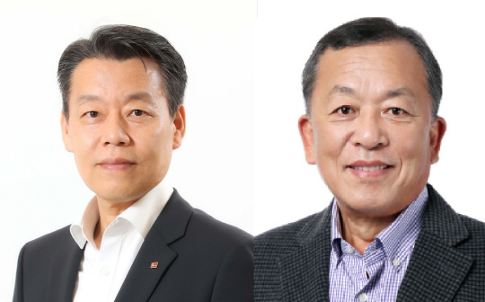 노진서(왼쪽부터) LX하우시스 각자 대표이사 내정자와 한주우 LX하우시스 각자 대표이사 내정자. LX하우시스 제공.
